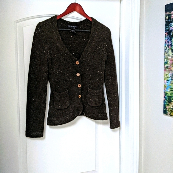 Elena Solano Sweaters - 100% Cashmere Pretty Brown Sweater Cardigan